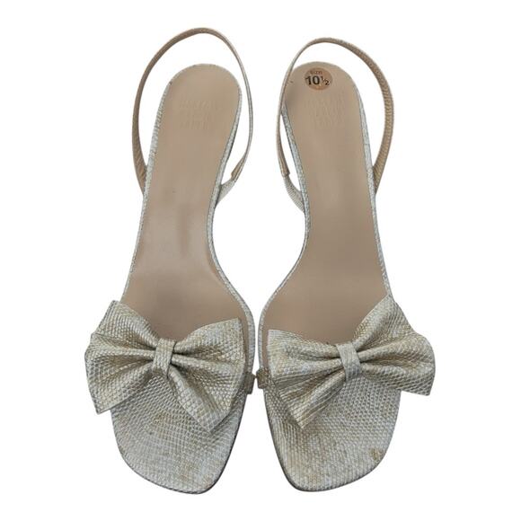 Maryam Nassir Zadeh Flora Slingback Sandal Women's 10.5 Metallic Beige Snakeskin - Picture 1 of 6